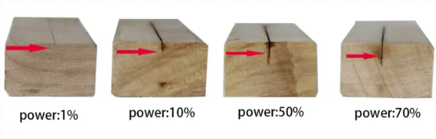 How laser power affects wood engraving depth and color