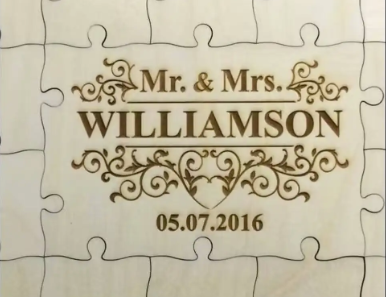 Laser engraved wooden puzzle made with a laser cutter