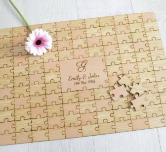 Custom wooden puzzle with personalized laser engraving