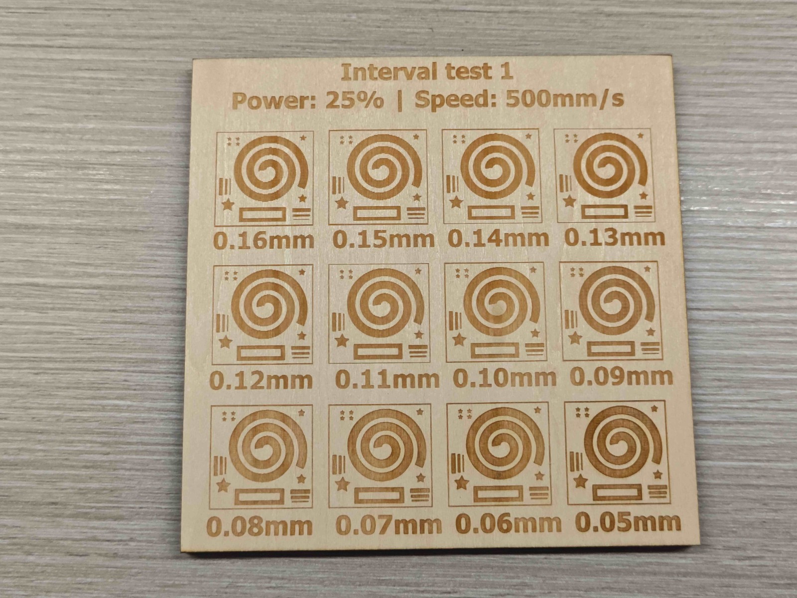 An interval test made with a Thunder Bolt 30W RF laser machine Interval test made with a Thunder Bolt 30W RF laser machine
