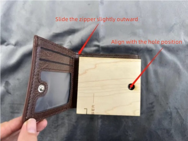 1779785340862717.jpeg Wallet positioned on custom mold for flat engraving