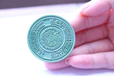 Custom rubber stamp made with laser engraving