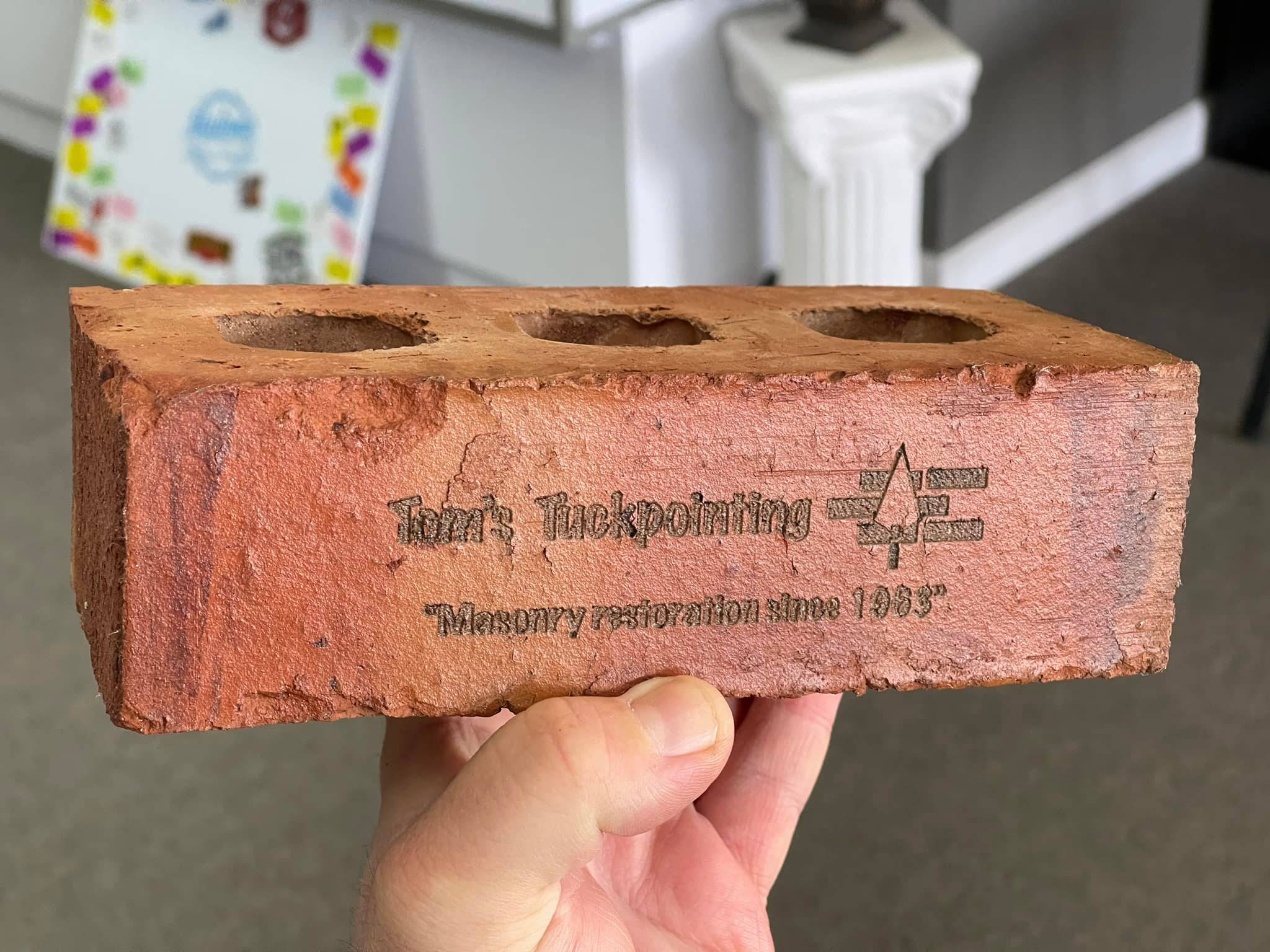 Laser Engraved Brick Sample Laser engraved brick with detailed text and graphics