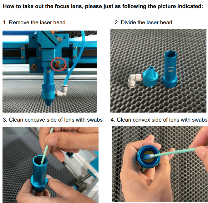 Clean laser focus lens