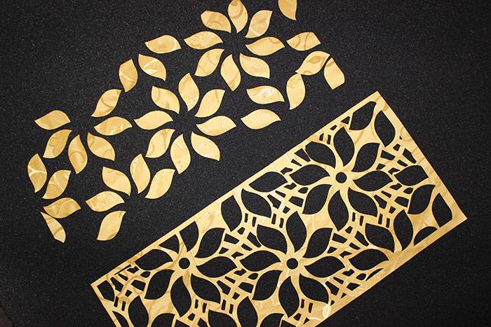 Laser cut inlay applique textile sample