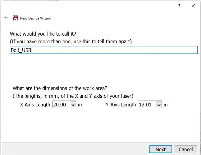 Rename device in LightBurn