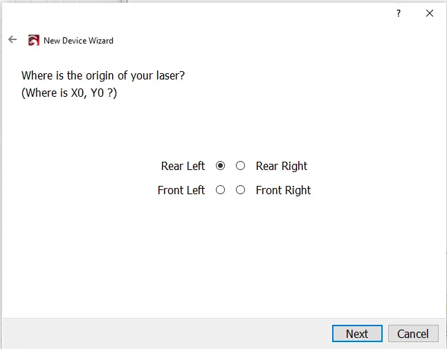 Set laser origin in LightBurn