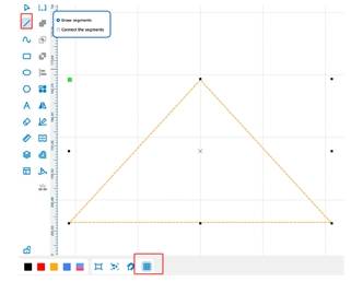 Drawing a triangle with the Grid Tool and Line Segment Tool in LaserMaker