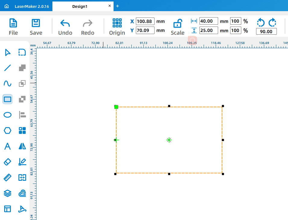 Drawing a rectangle for the name badge in LaserMaker
