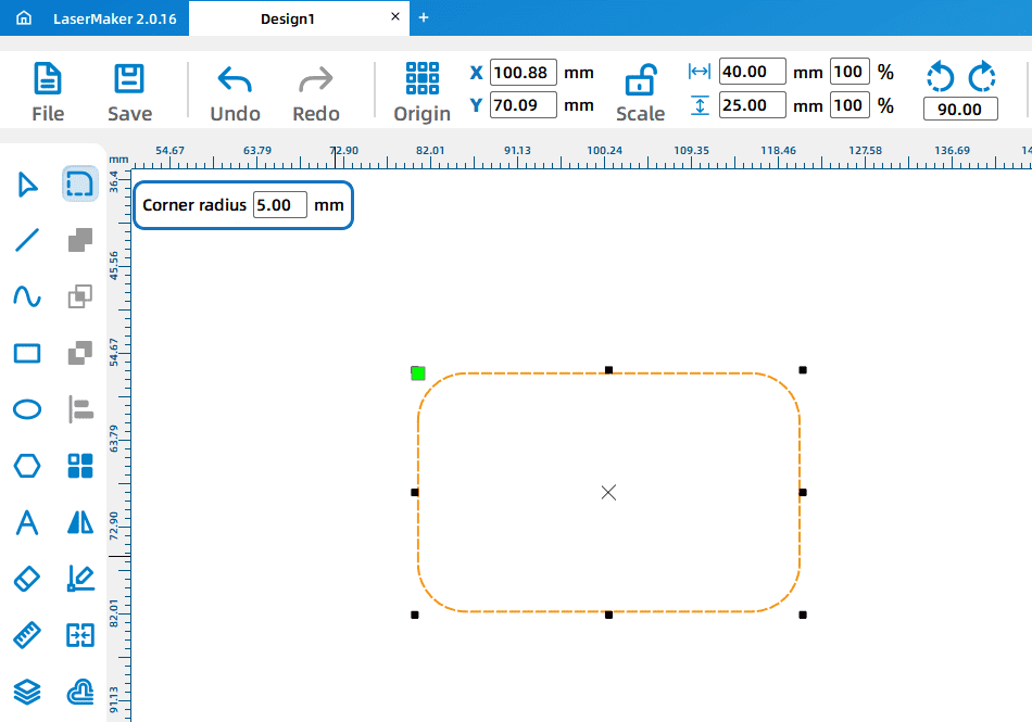 Using the Rounded Corner Tool in LaserMaker