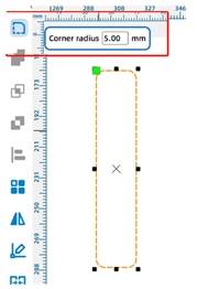 Drawing rounded support feet for the phone stand in LaserMaker