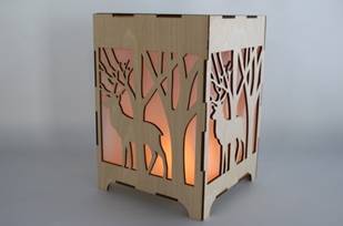 Finished laser-cut small table lamp project