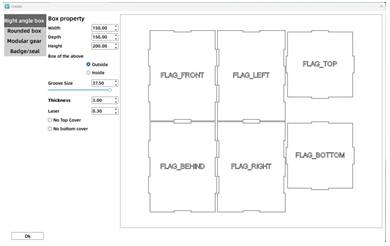 Quick Box Creation settings for the table lamp lampshade