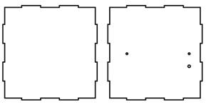 Drawing screw holes and a wire hole on the table lamp bottom panel