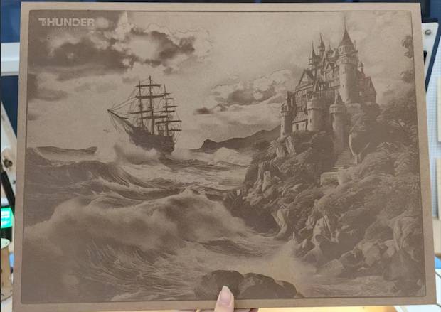 Laser engraved wood photo sample