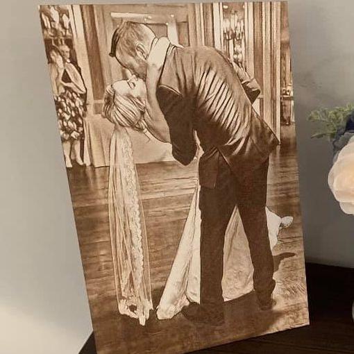 Special event photo laser engraved on wood