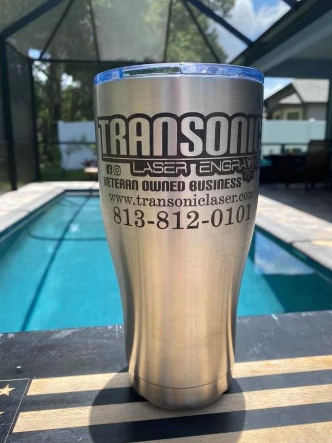 Laser engraved metal tumbler