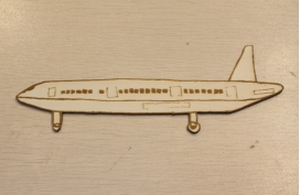 Finished single silhouette laser-cut airliner
