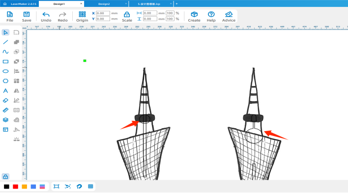 Placing LED holder parts on the top of the Canton Tower model