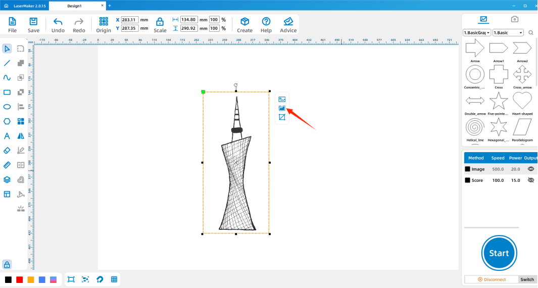 Using Picture Outline for the building drawing in LaserMaker