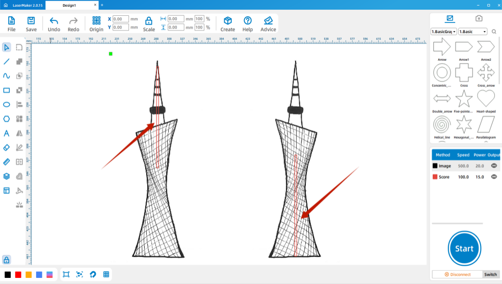 Designing cross slots for the Canton Tower model