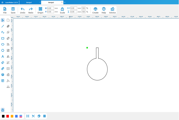 Drawing the first LED holder circle and rectangle