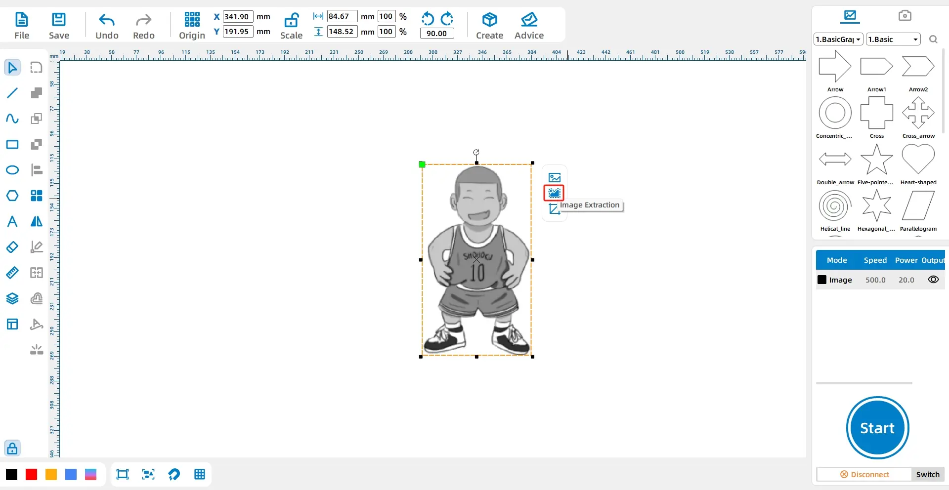 Use contour extraction for the leaf carving image in LaserMaker