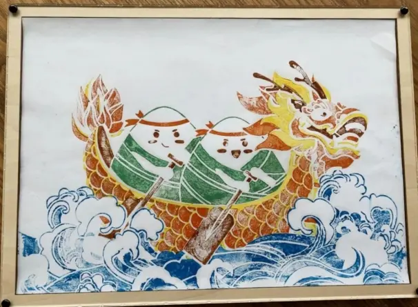Finished dragon boat printmaking laser cutting project