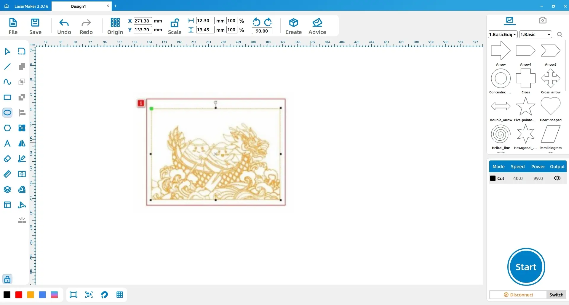 Using horizontal mirror for the dragon boat design