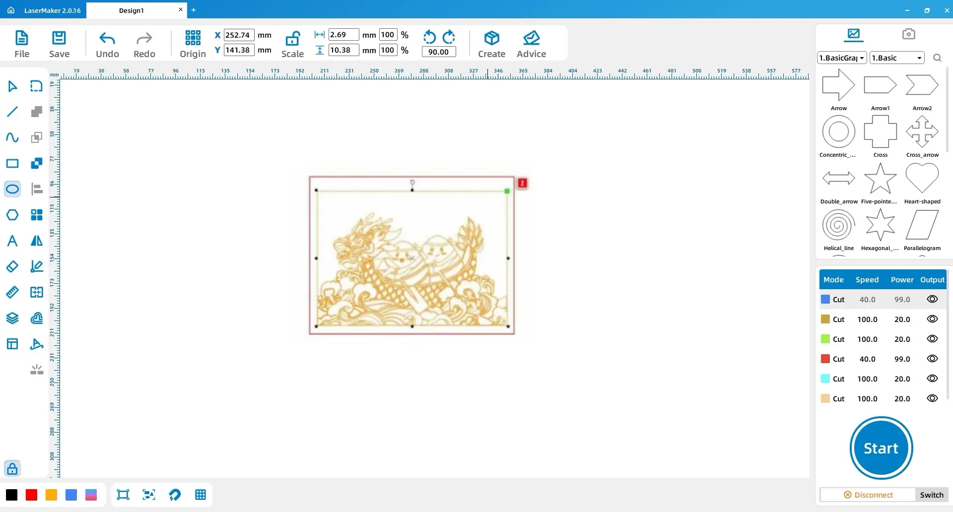 Dividing the dragon boat drawing into color layers