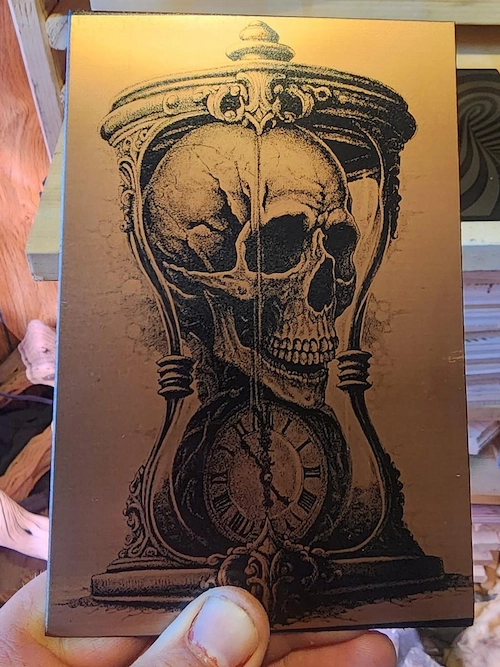 Laser engraved copper and brass project sample