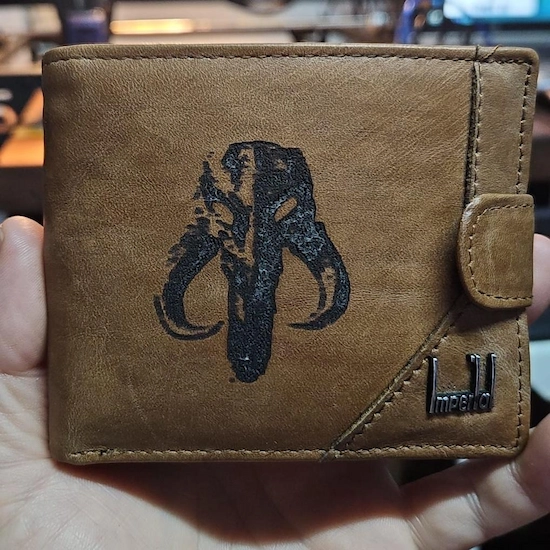 Custom laser engraved leather wallet
