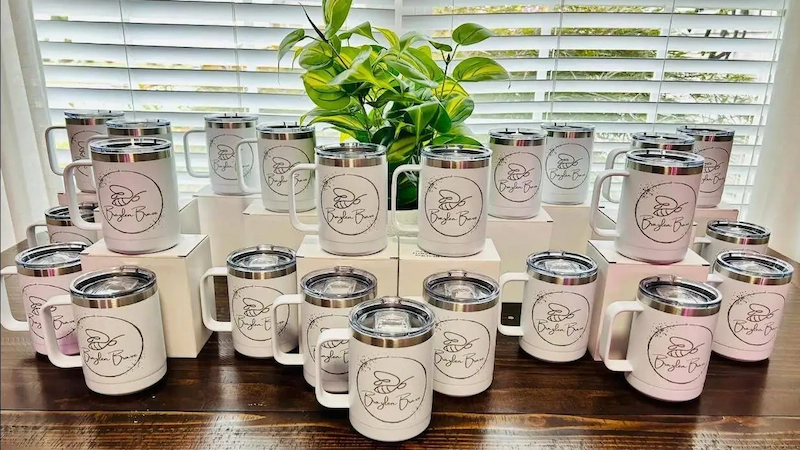 Tumbler laser engraving with a laser rotary attachment