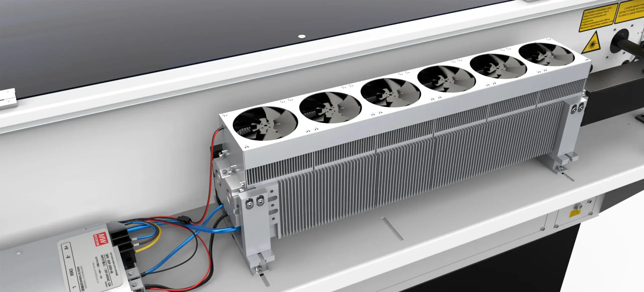 CO2 RF laser tube with integrated cooling fans