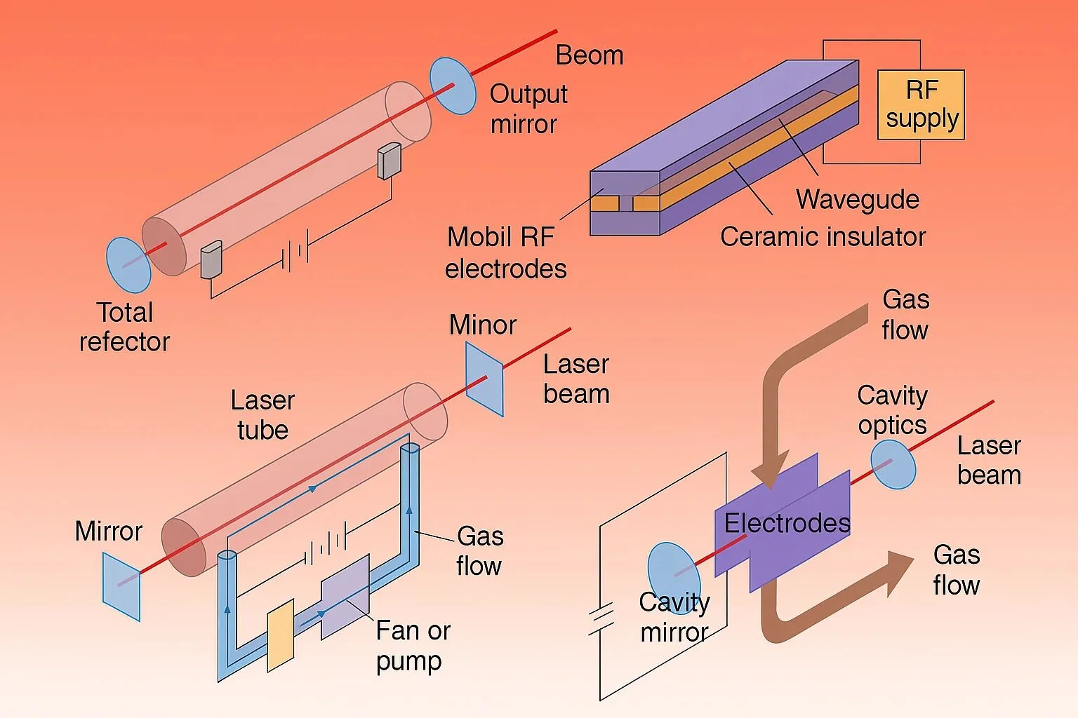 Different kinds of CO2 laser tubes
