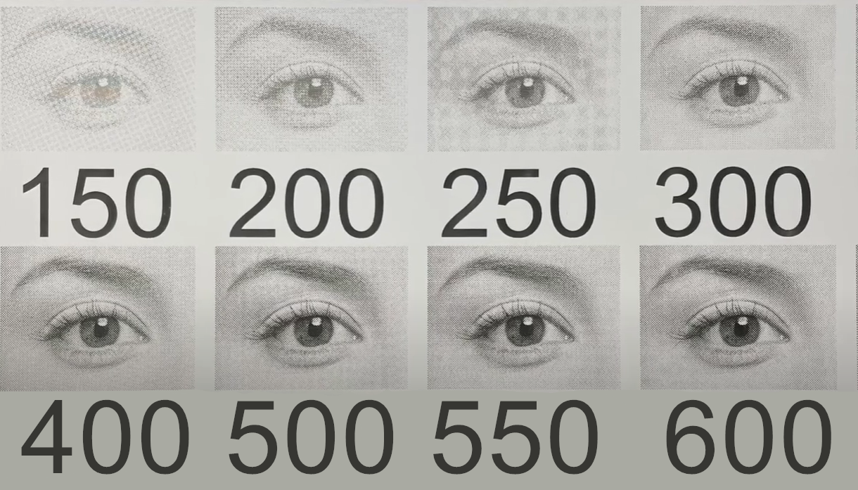 laser engraving DPI comparison matrix from 150 to 600 DPI