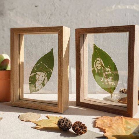 Custom engraved leaf ornament created as a personalized wedding gift