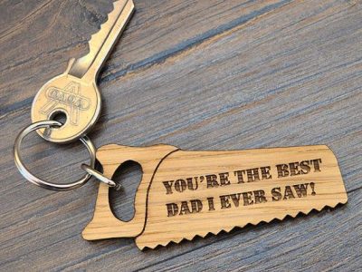 fathers day laser engraved wood keychain