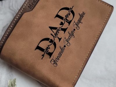 laser engarved leather wallet