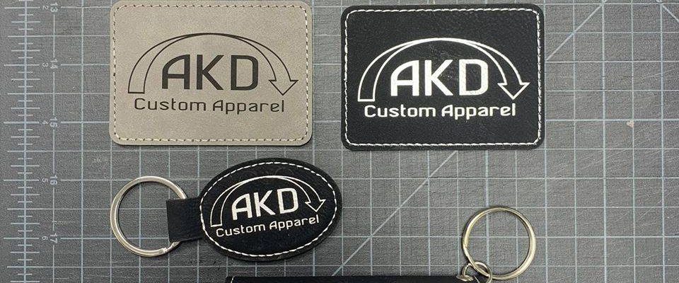 Laser engraved leather keychain