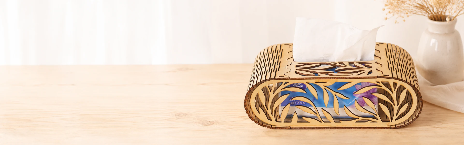 Botanical Wooden Tissue Box