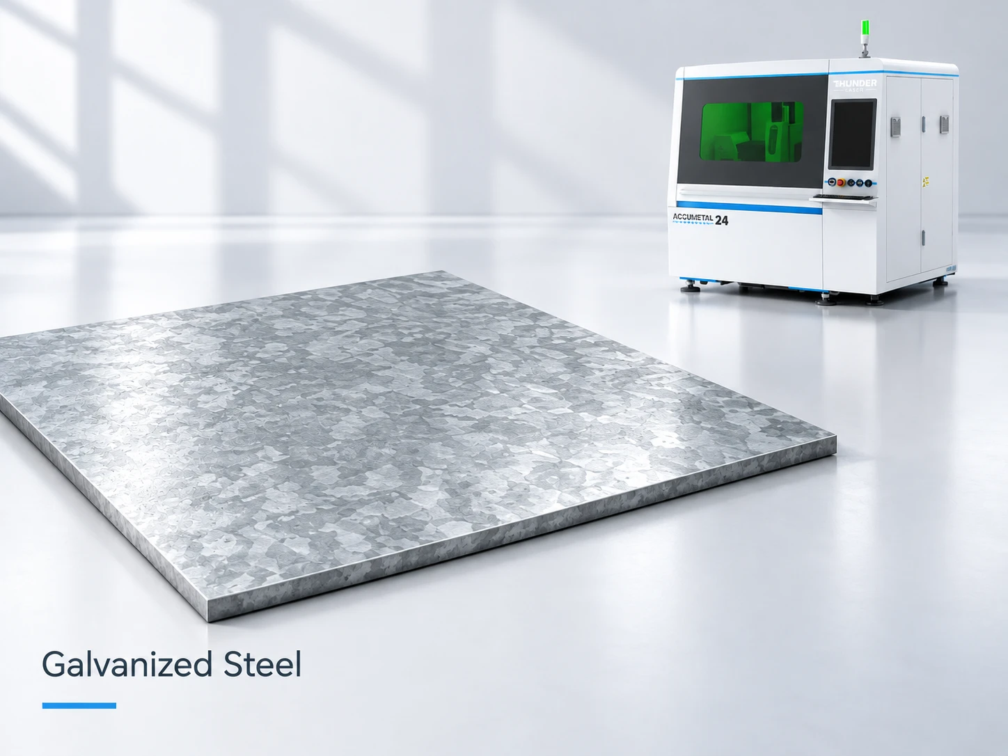 Galvanized steel cut with a fiber laser cutting machine