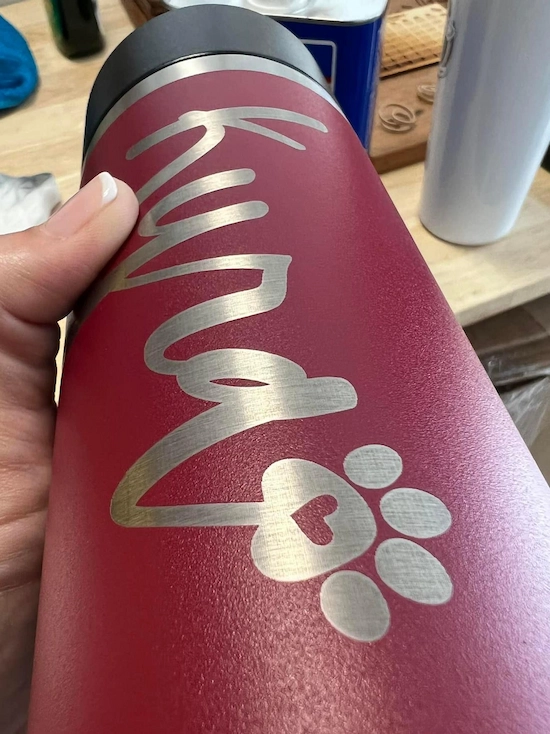 Laser engraved aluminum tumbler