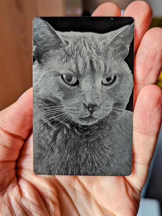 Laser engraved aluminum photo