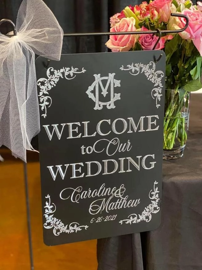 Laser engraved aluminum advertising board