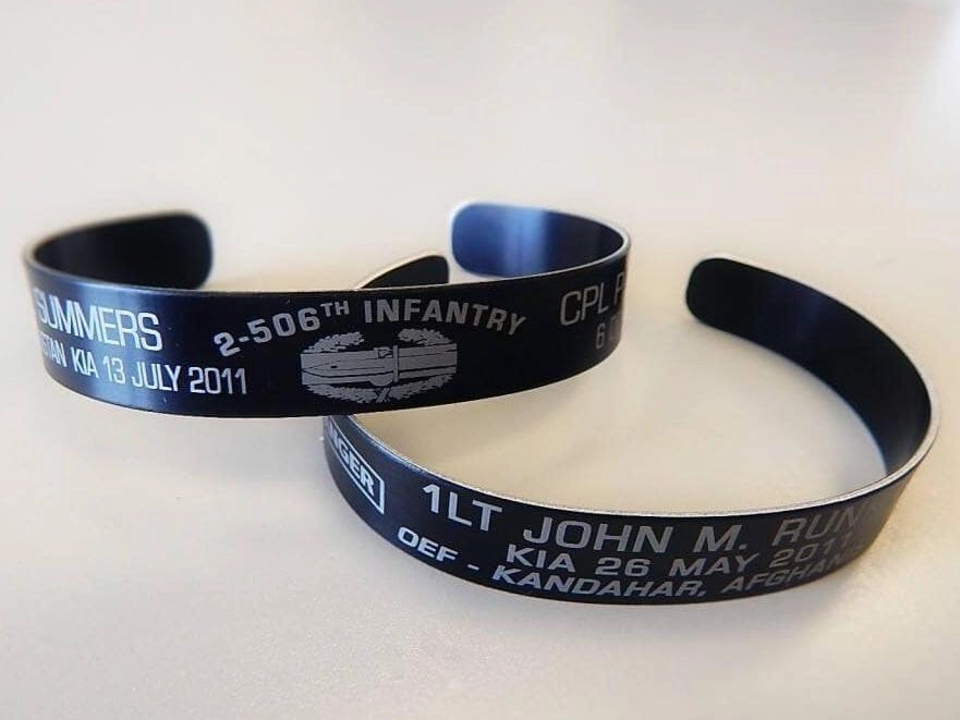 Laser engraved aluminum bracelet