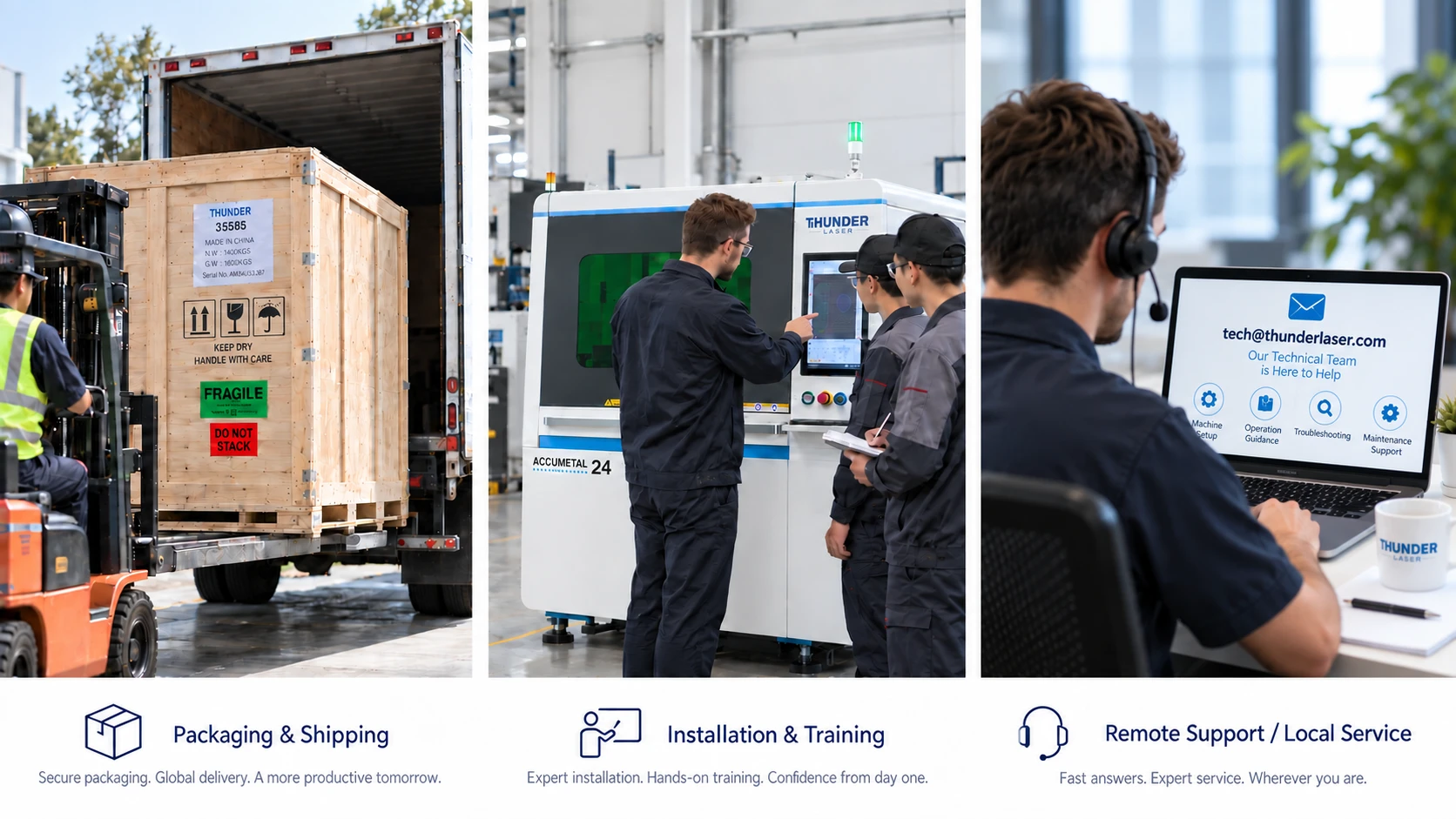 Shipping installation and after-sales support for fiber laser cutting machines