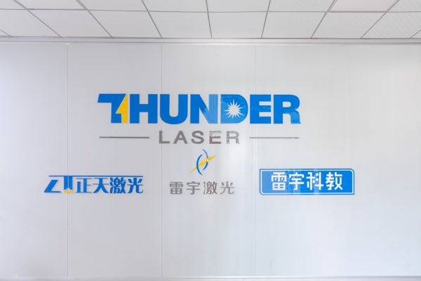Company front desk with Thunderlaser logo
