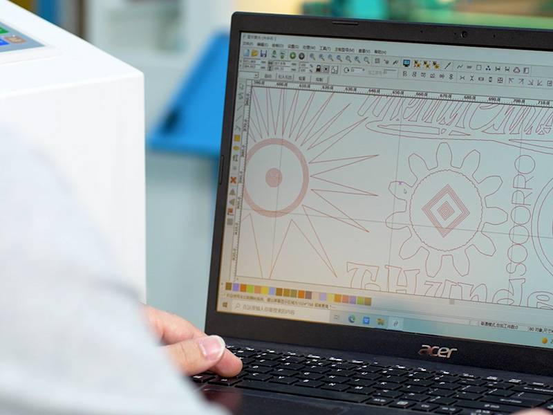 Laptop monitor showing the design process
