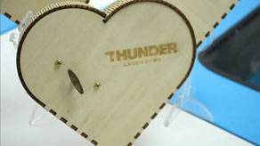 3D printed heart with the ThunderLaser logo